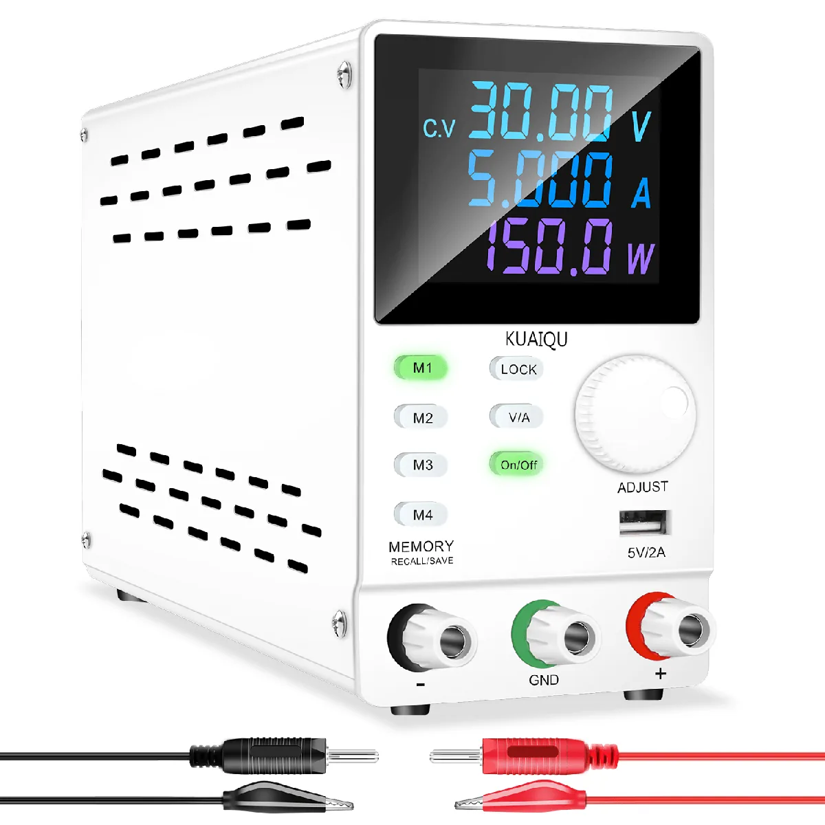 Регулируемый источник питания Kuaiqu SPPS305D с 4-значный светодиодный цифровым дисплеем, 30В / 5А, цвет белый