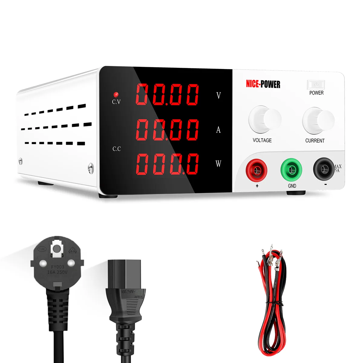 Регулируемый источник питания высокой мощности Kuaiqu R-SPS10010 с 4-значный светодиодный цифровым дисплеем, 100В / 10А, цвет белый